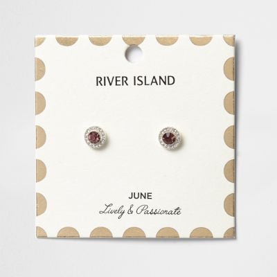 Purple June birthstone stud earrings